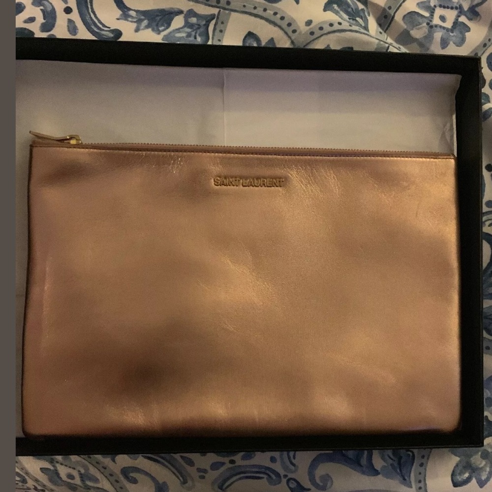 NIB Saint Laurent Rose Gold Clutch